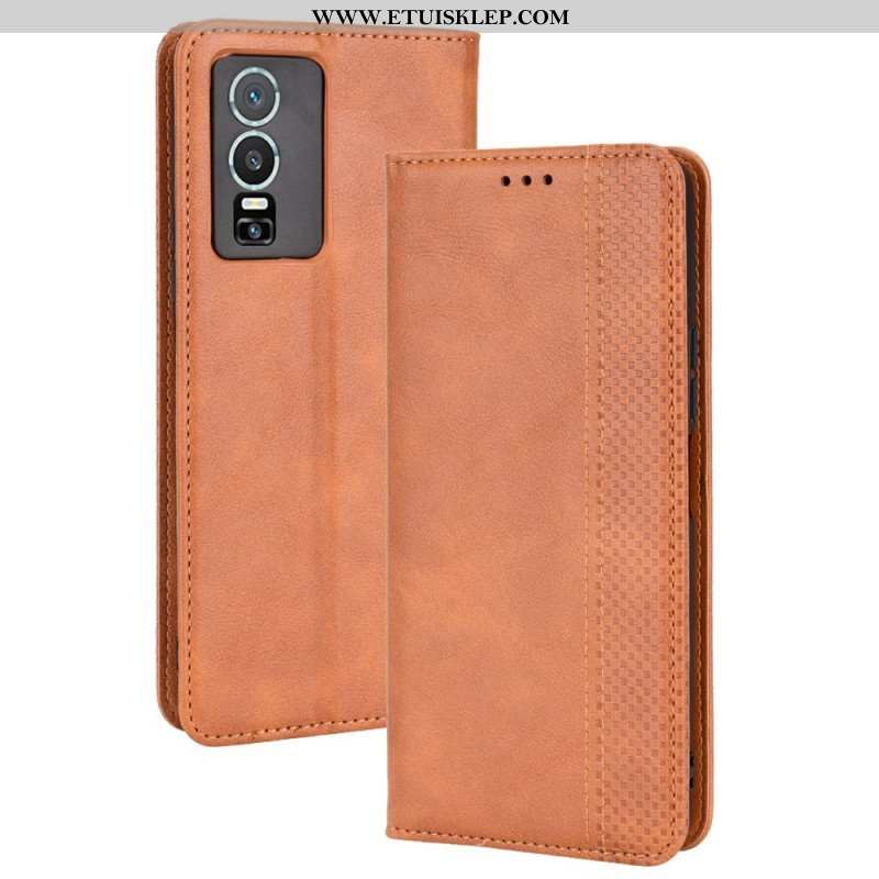 Etui Na Telefon do Vivo Y76 5G Etui Folio Stylizowany Skórzany Styl